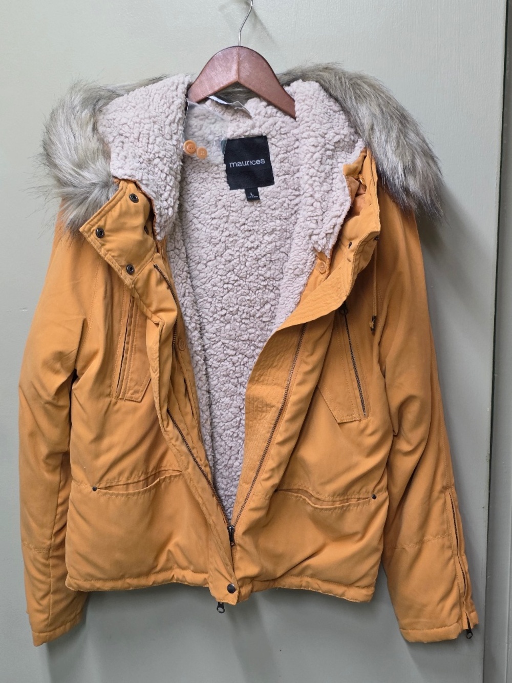 Maurices Hooded Parka Bomber Jacket Mustard Colour